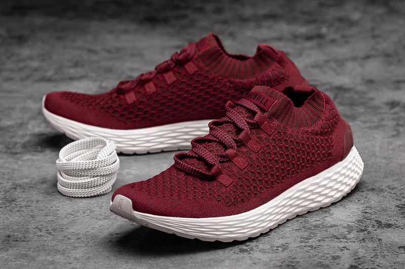 Burgundy Nobull Crimson Knit Runner Men's Running Shoes | CA Y1032X